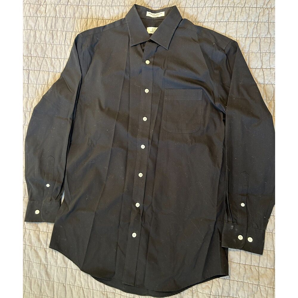 Cooper and Stewart Men's Black Tailored FitButton Front Non-Iron Size 32/33 15